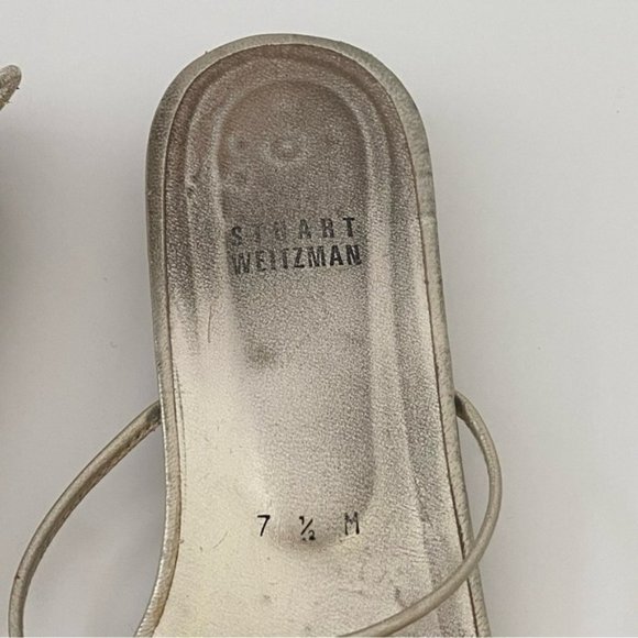 STUART Weitzman Y2K Kitten Heels Sandals in Silver Rhinestones  M 75 - Picture 4 of 8